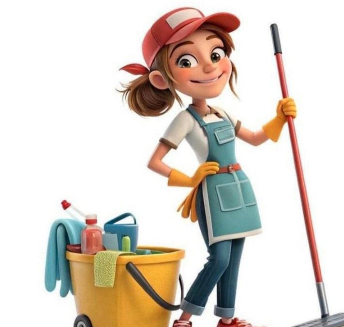 schoonmaaster met materiaal