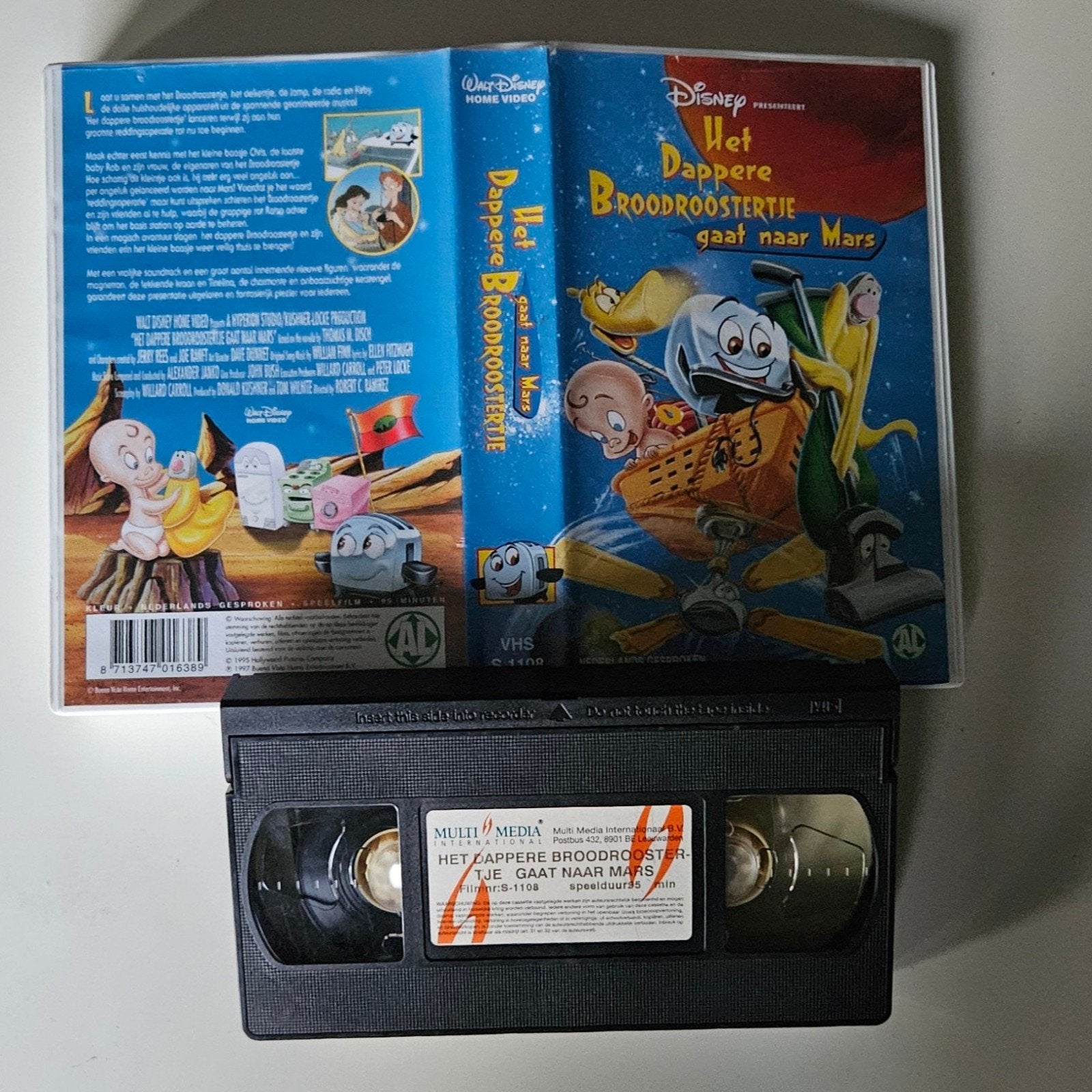 VHS Het Dappere Broodroostertje gaat naar Mars, NL gesproken, Nederlands ondertiteld, Gebruikt, Alle leeftijden, Kinderfilm