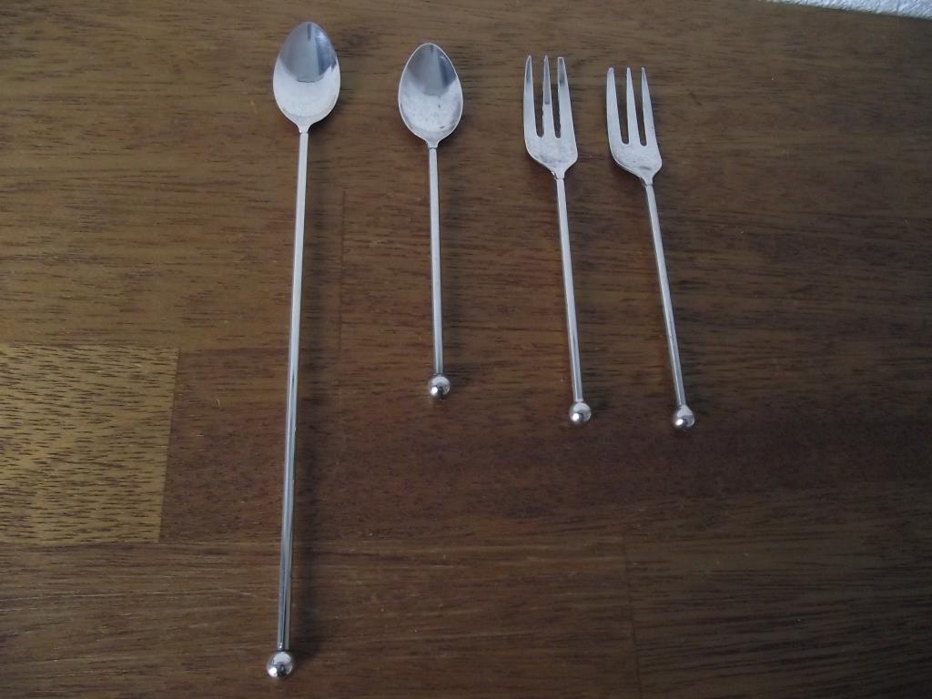 4 stuks verzilverd stijlappel lepel vork glad AH 1990 p stuk, Ophalen of Verzenden
