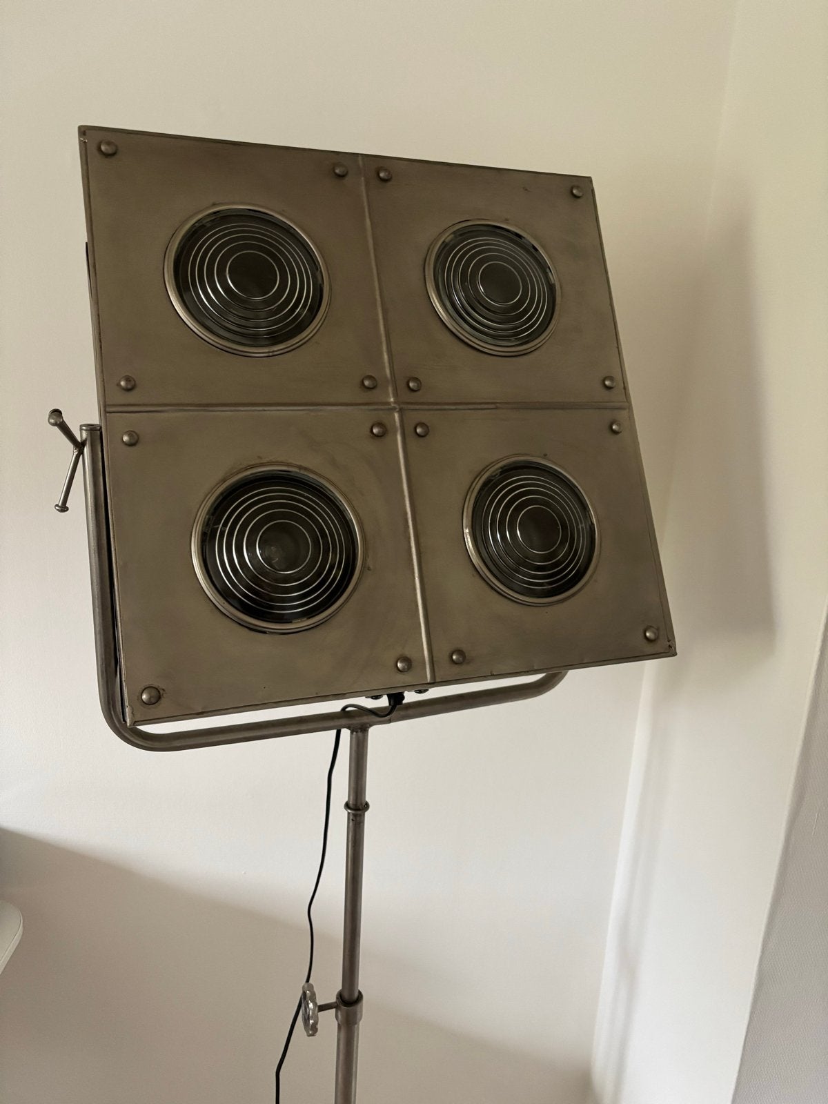 Industriële Vloerlamp met 4 Spots - Studio Stijl, Huis en Inrichting, Ophalen, E27 (groot), Zo goed als nieuw, Metaal