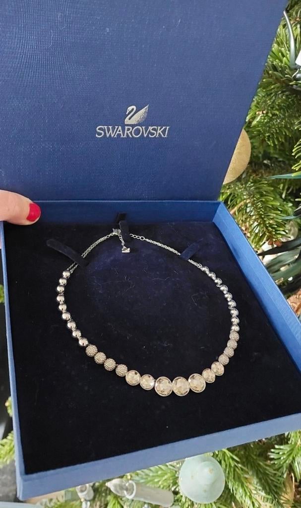 Swarovski ketting met kristallen en zilveren kralen, Met kristal, Overige materialen, Ophalen of Verzenden, Zo goed als nieuw