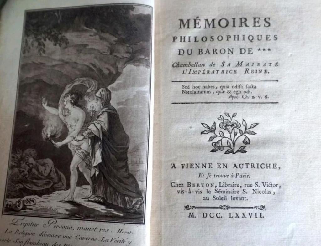 Zeldzaam oud boek uit 1777 Filosofische memoires, Ophalen of Verzenden