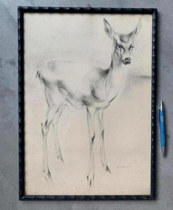 Han van Meegeren hert hardhouten antieke lijst XL, Antiek en Kunst, Kunst | Tekeningen en Foto's, Ophalen of Verzenden