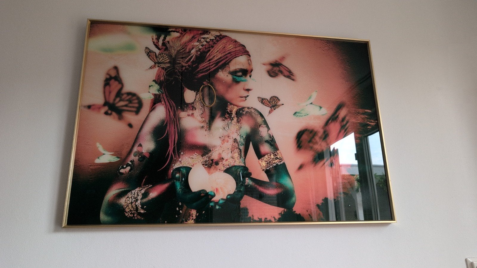 glasschilderij Jaime ibarra bohemian met gouden lijst, Ophalen