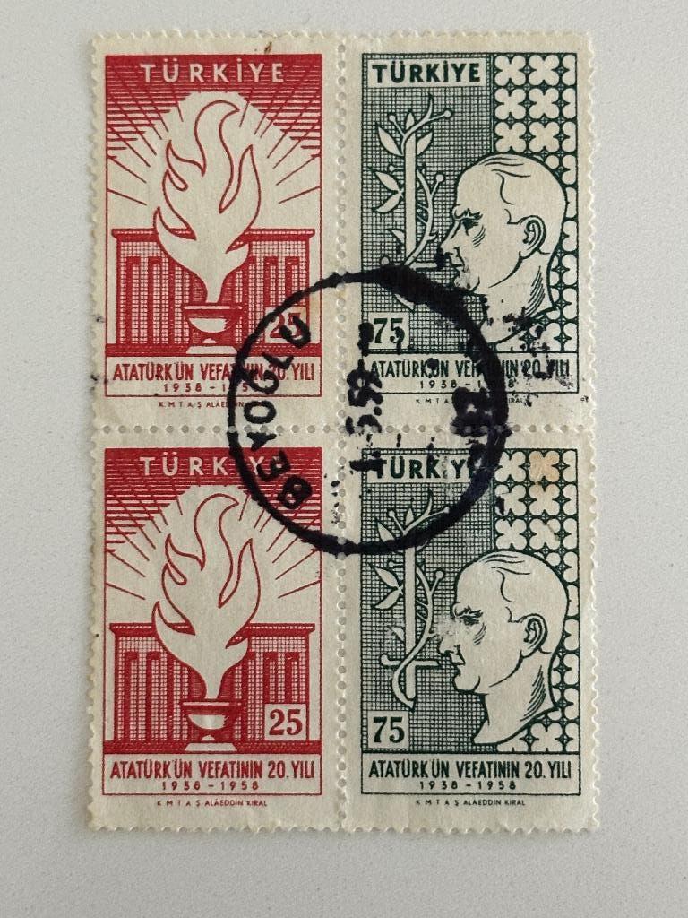 Postzegels Turkije 1959  Beyoglu vlam vuur, oud vintage, Ophalen of Verzenden, Gestempeld, Overige thema's