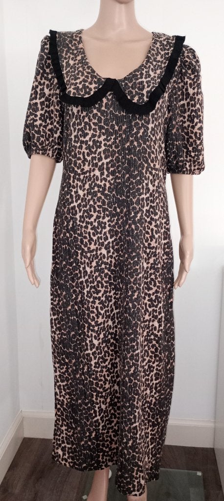 Sale! panterjurk lang nieuw M, Kleding | Dames, Blauw, Maat 46/48 (XL) of groter, Nieuw, Ophalen of Verzenden