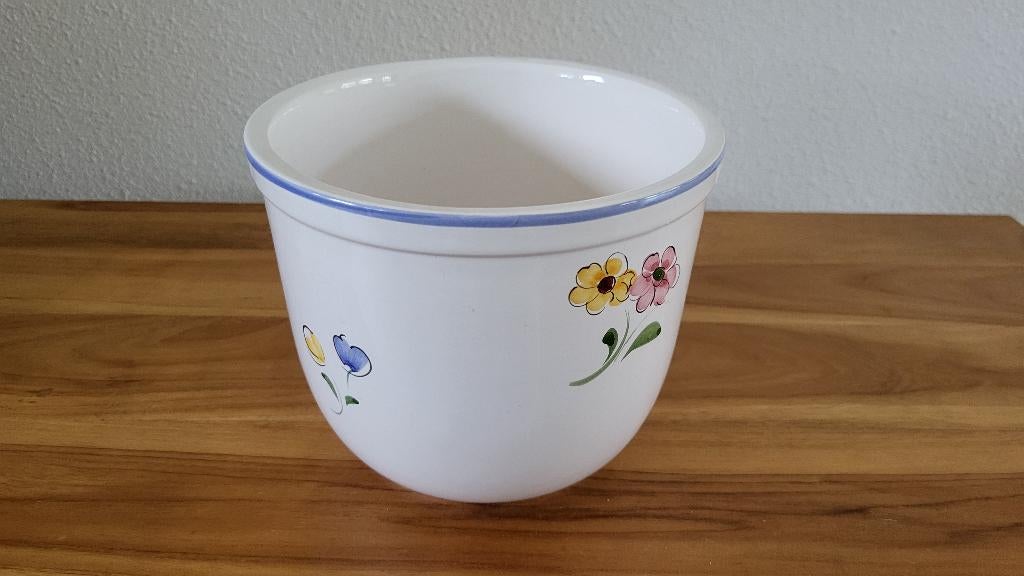 Bloempot keramiek wit / bloemen, Ophalen, Gebruikt