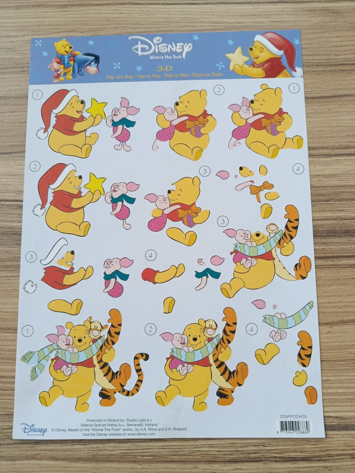 Winnie the pooh, knorretje, tijgertje, Knipvellen,, Ophalen of Verzenden, Nieuw, Kerst, Knipvel