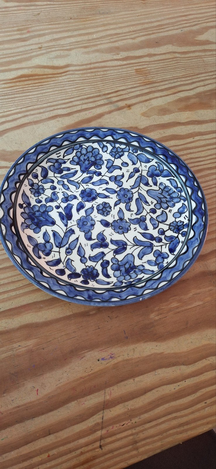 Decoratief Porseleinen Wandbord met Blauw Bloemmotief, Ophalen of Verzenden