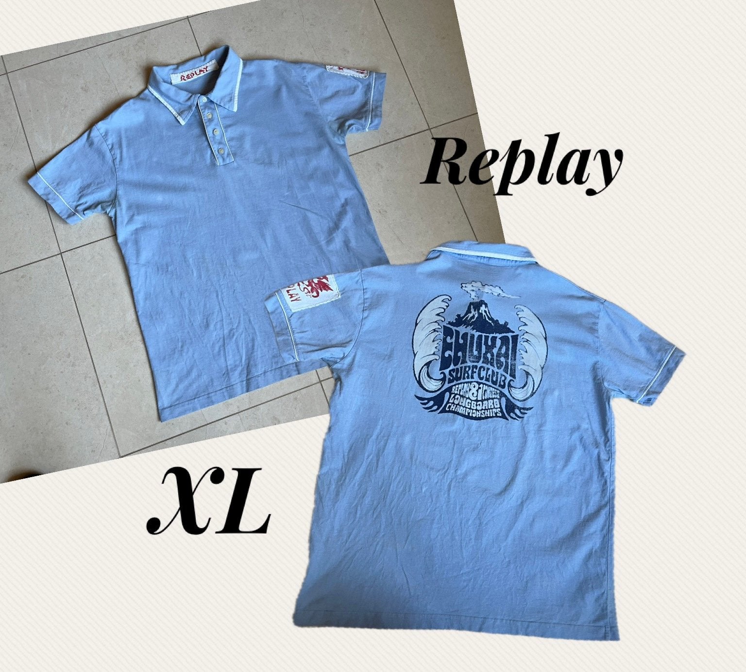 Replay polo shirt licht blauw mt. XL, Kleding | Heren, Polo's, Ophalen of Verzenden, Zo goed als nieuw, Maat 56/58 (XL), Blauw
