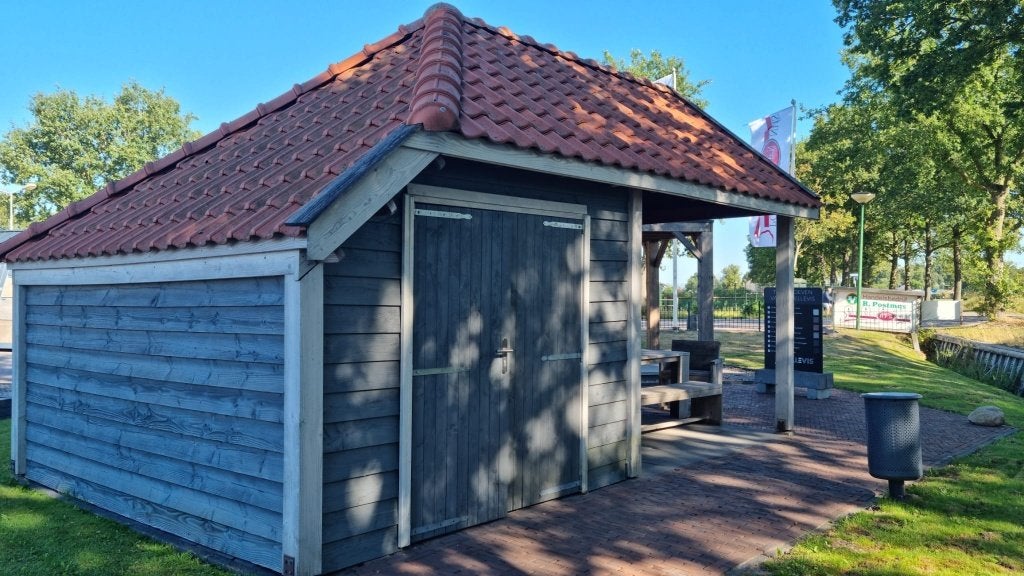 Douglas houten overkapping 6.00m x 4.00 m, Ophalen, Tuinhuis, Zonder ramen, 500 cm of meer