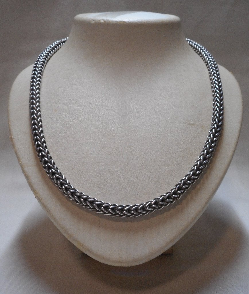 Zilveren zware vossenstaart ketting haak sluiting nr.1374, Verzenden, Zo goed als nieuw, Zilver, Zilver