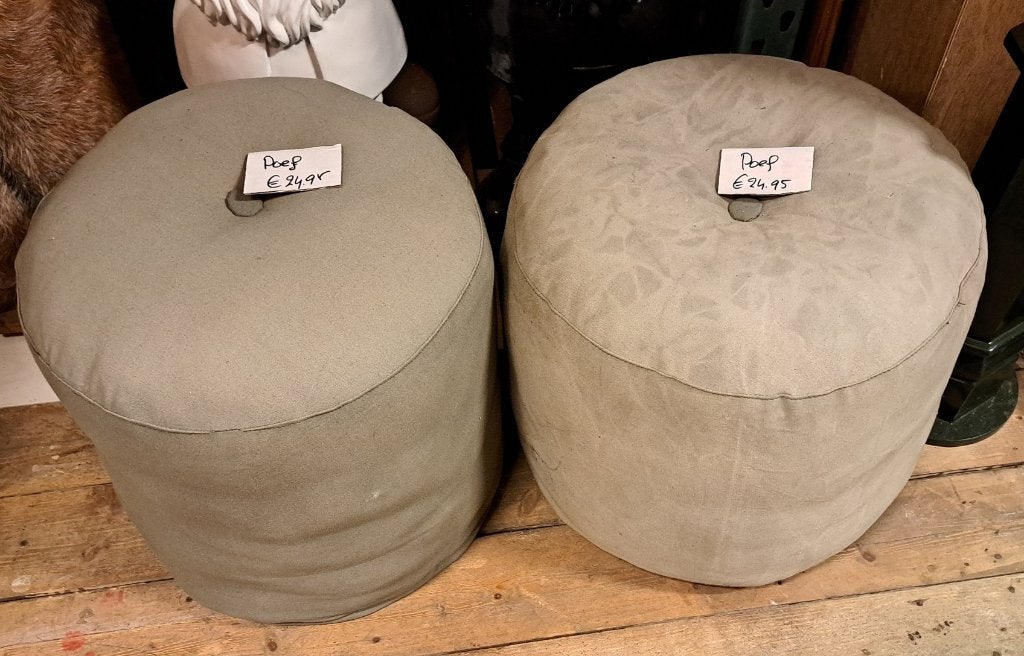 Super sterke poef / poefen met bij passende kist echt uniek, Ophalen, Minder dan 50 cm, Rond, Minder dan 50 cm