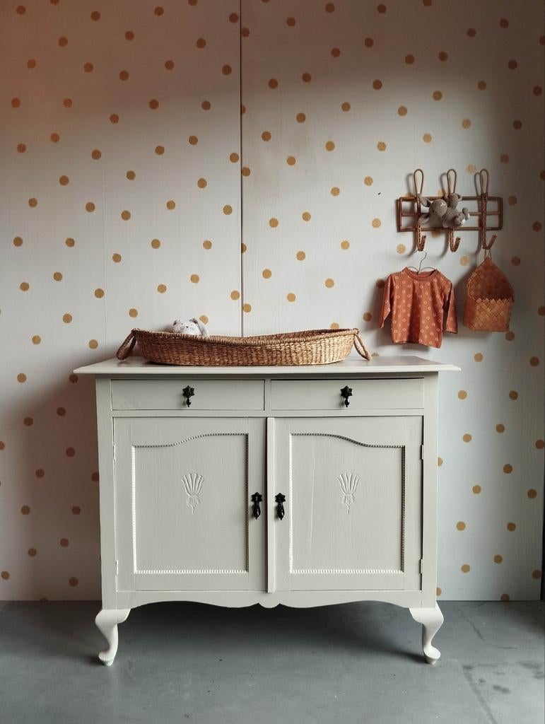 Vintage dressoir Queen Ann / Art Deco / bezorgen mogelijk, Ophalen of Verzenden, 25 tot 50 cm, Eikenhout, 100 tot 150 cm