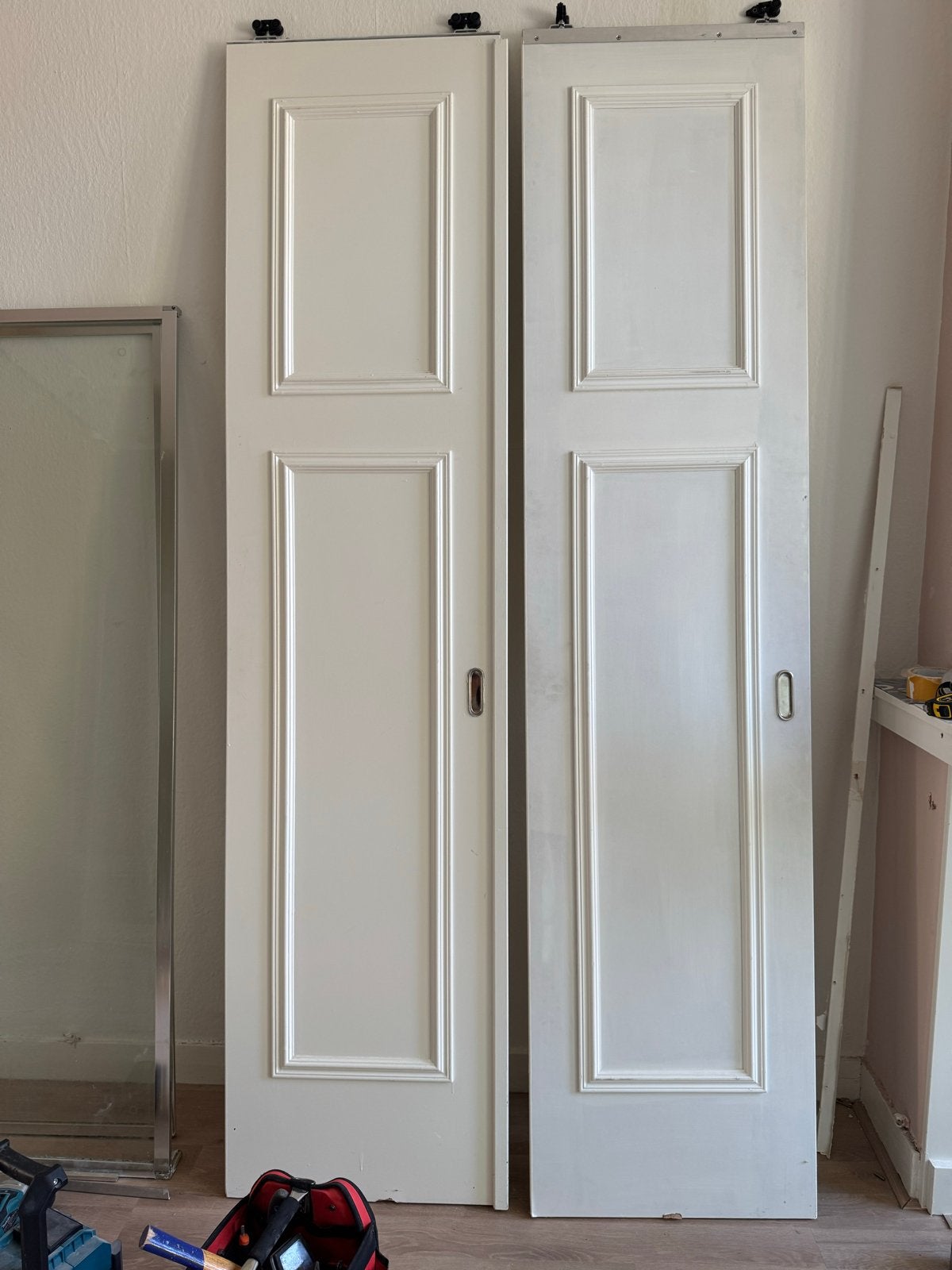 2x Paneel Schuifdeuren - Klassiek en Ruimtebesparend, Ophalen, Gebruikt, 80 tot 100 cm, 215 cm of meer
