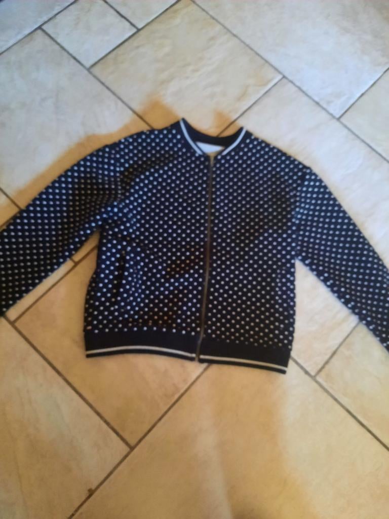 Zwart vest met witte stippen en rits maat 146, Gebruikt, Meisje, Trui of Vest, C&a