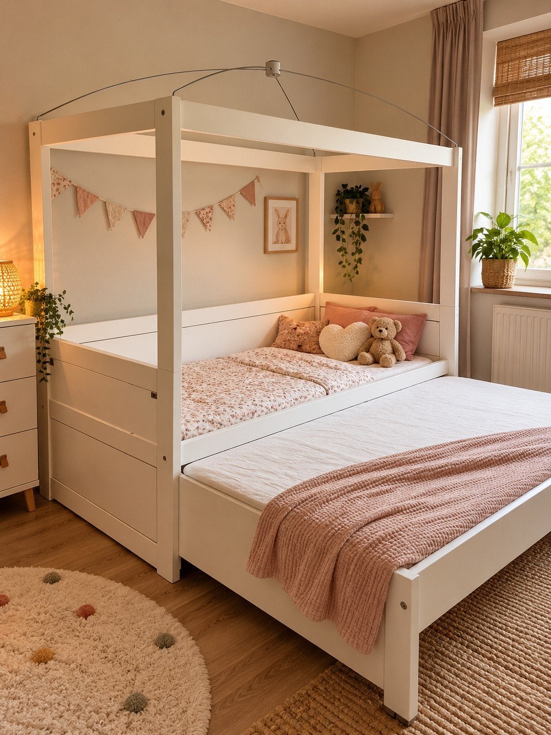 Lifetime Original Kajuitbed met Logeerbed, Eenpersoons, Wit, Ophalen of Verzenden, 200 cm