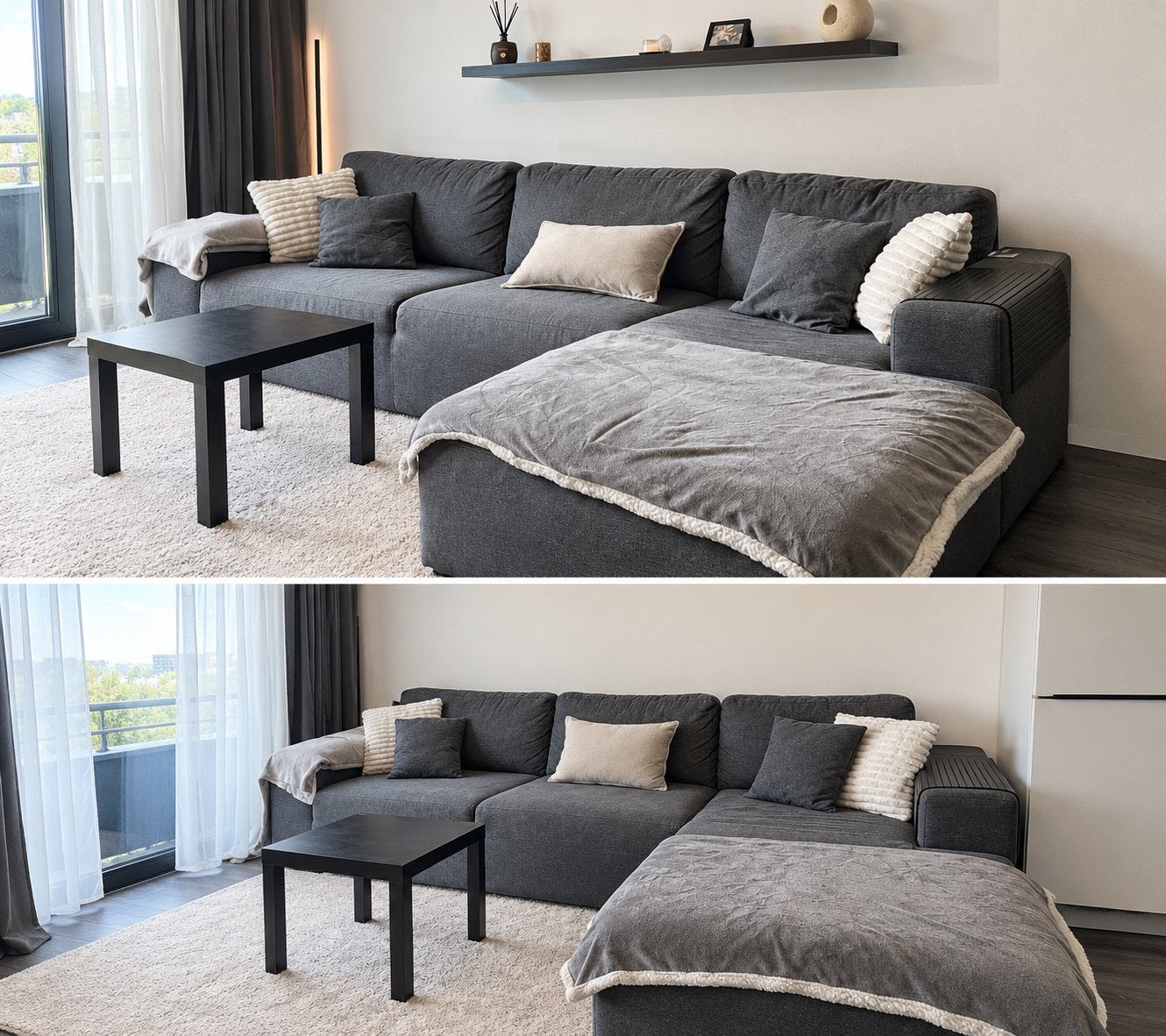 Zitmaxx loungebank Larissa 305 cm – antraciet/grijs, Ophalen of Verzenden, Zo goed als nieuw, Tweepersoons