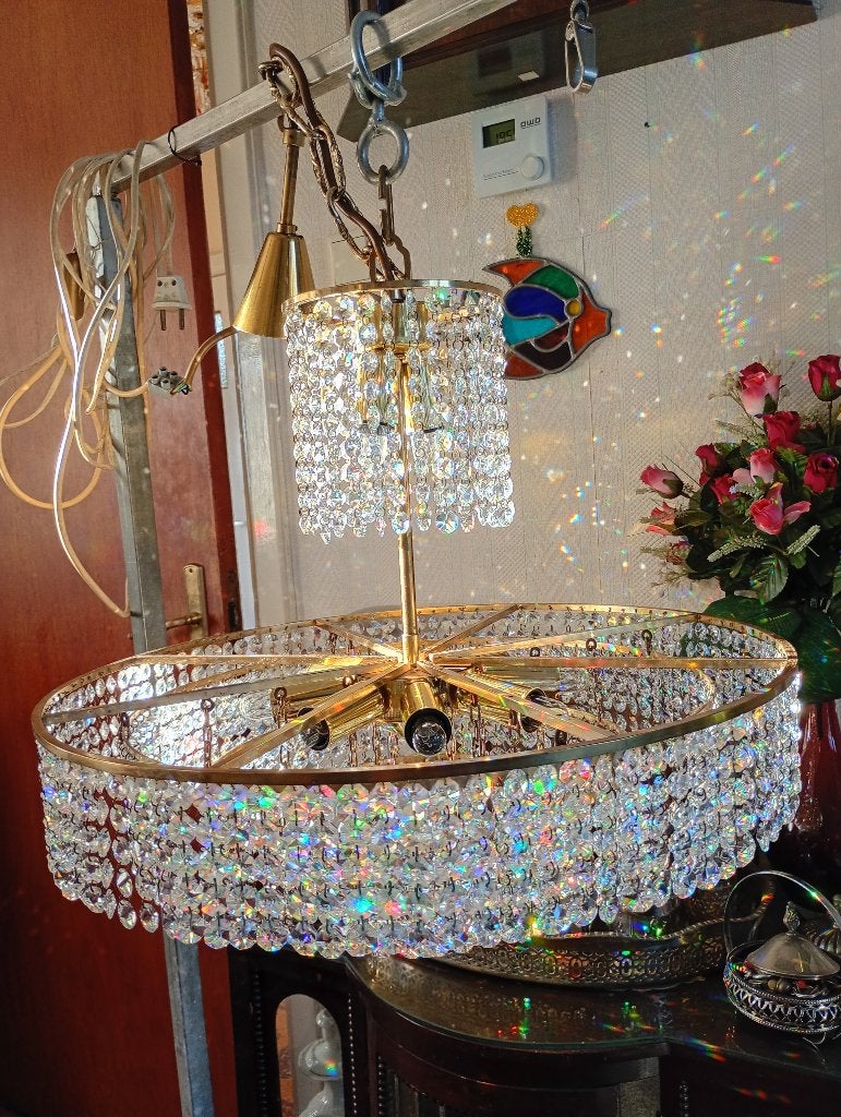 DIV < KROONLUCHTERS !!!!!!!!!!!!!!!!!, 50 cm, Ophalen of Verzenden, Zo goed als nieuw, Glas