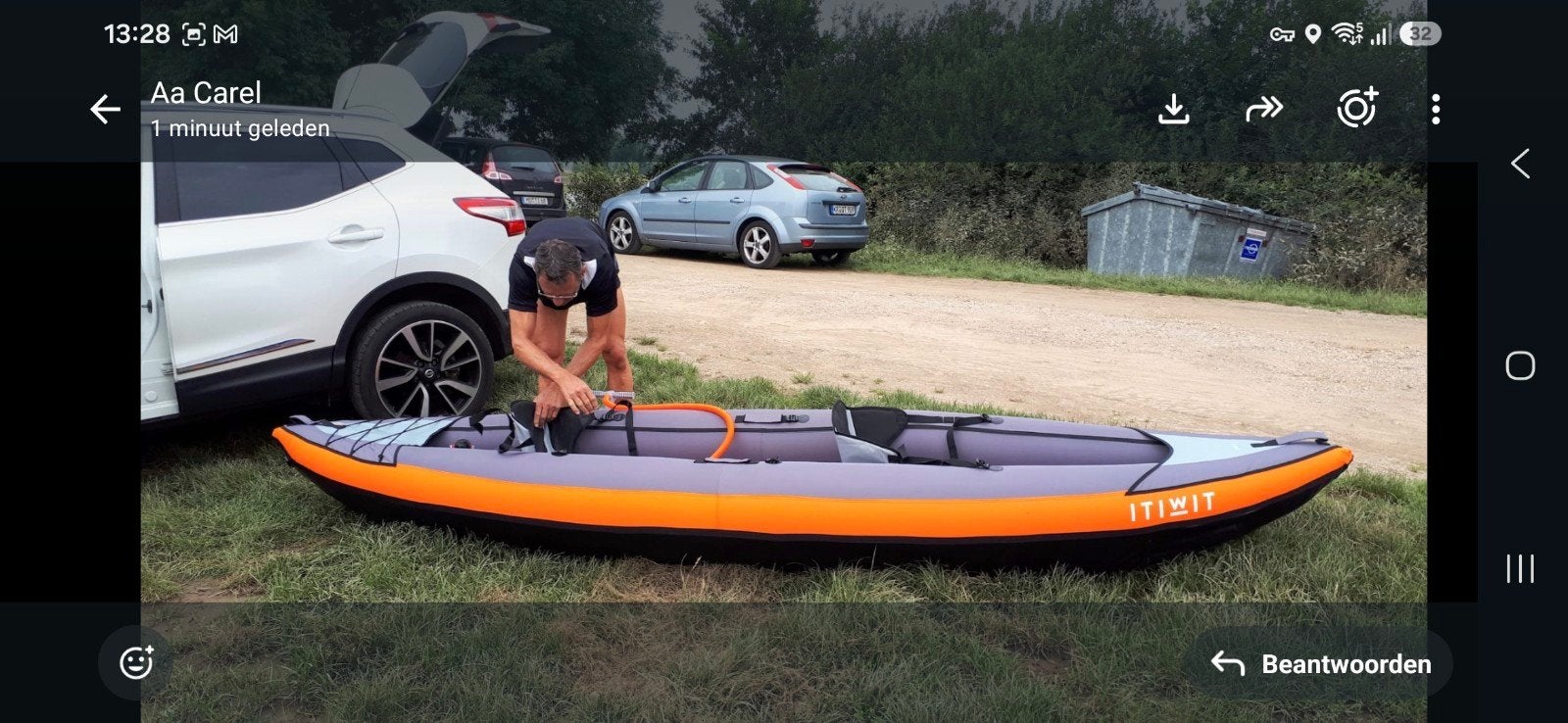 Opblaasbare kano/kajak - ITIWIT 3-persoons, Watersport en Boten, Ophalen, Opblaasbaar, Zo goed als nieuw, 3-persoons of meer