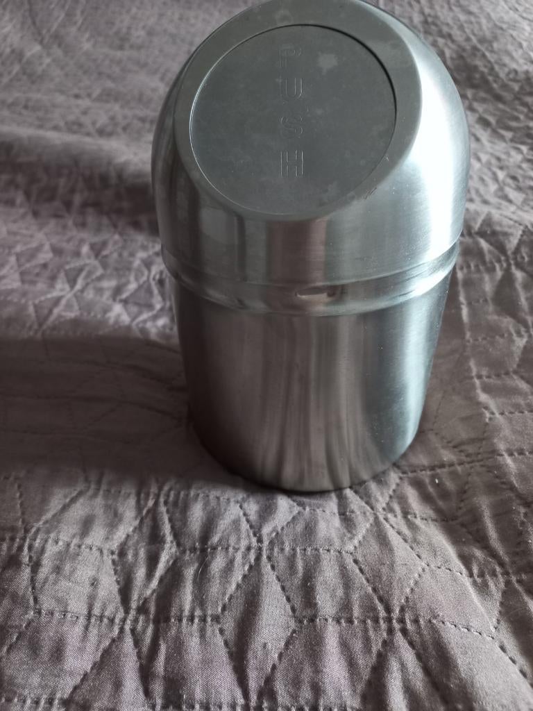 Schattig RVS prullenbakje - 15 cm hoog, blinkend schoon, Ophalen of Verzenden, Zo goed als nieuw, Minder dan 10 liter, Rvs