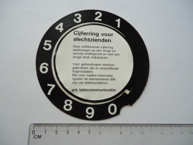sticker oud Cijferring Slechtzienden telefoon ptt vintage, Verzenden, Zo goed als nieuw, Bedrijf of Vereniging
