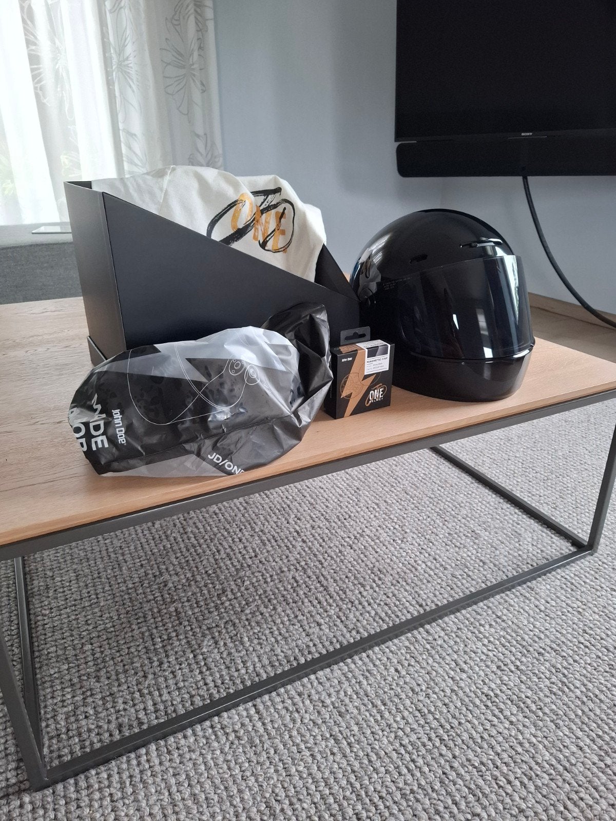 John Doe One helm - Maat L - Glossy black, Motoren, Kleding | Motorhelmen, Heren, Integraalhelm, L, Tweedehands