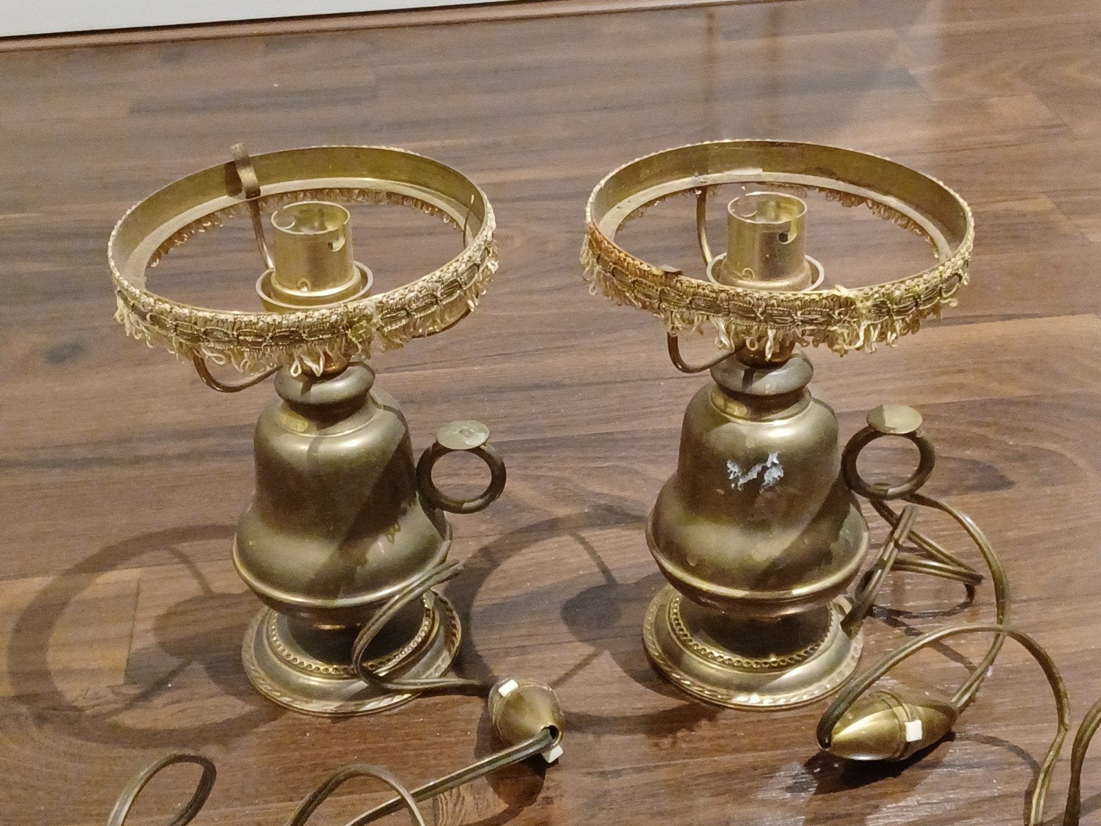 Set van 2 vintage messing tafellampen, Ophalen of Verzenden