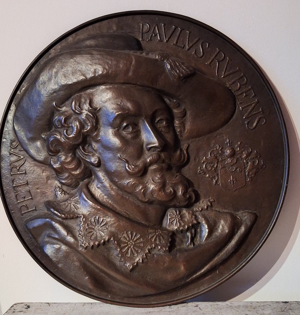 Prachtig Antiek Koperen Wandbord Rubens 64cm, Ophalen of Verzenden