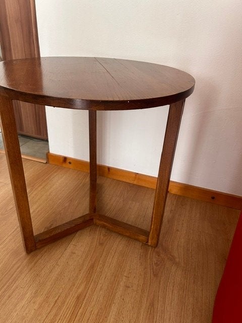 Houten bijzettafel: €20,-, Minder dan 55 cm, Rond, Zo goed als nieuw, Modern