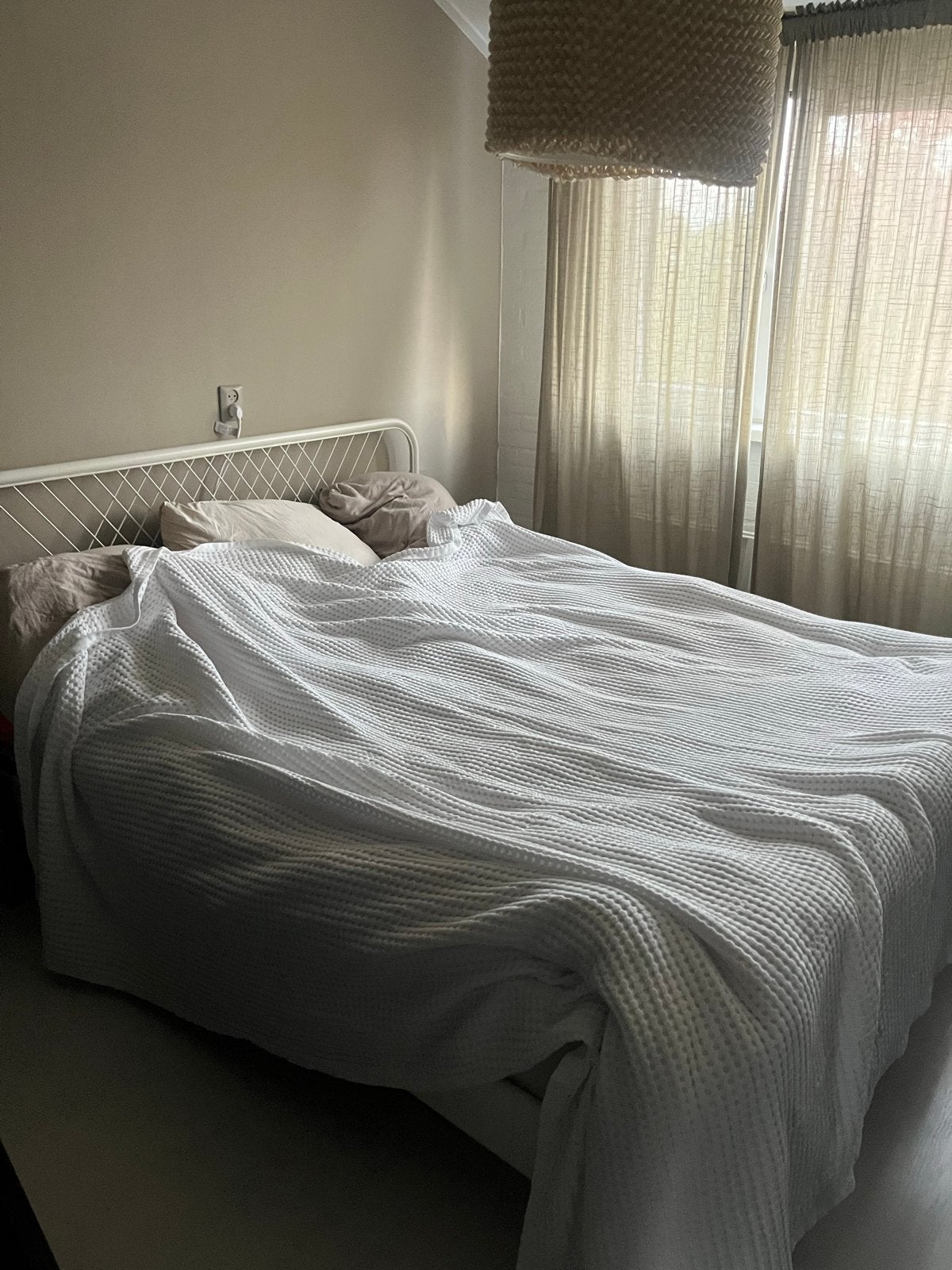 IKEA Bedframe 160x200 met lattenbodems, Ophalen, Gebruikt, Wit, Tweepersoons
