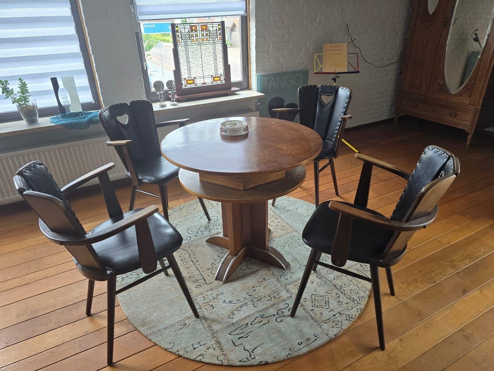Vintage Café Kaarttafel met 4 Stoelen, Ophalen