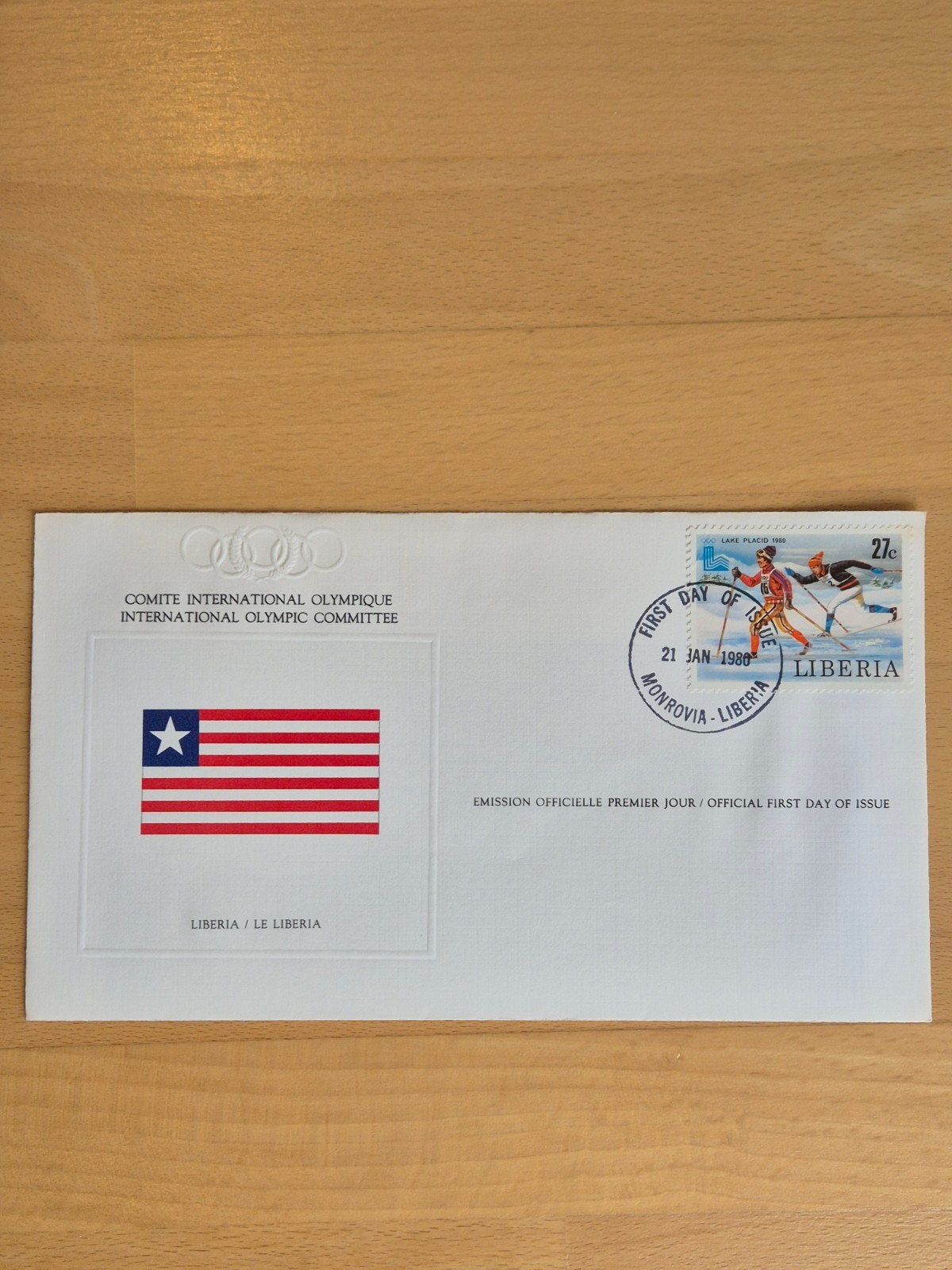 FDC 1980 Olympische Spelen Liberia, Postzegels en Munten, Ophalen of Verzenden, Onbeschreven, Rest van de wereld