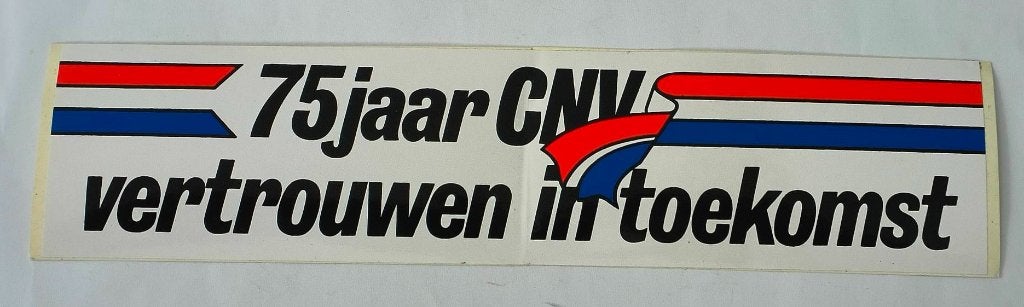 Sticker 75 jaar CNV vertrouwen in toekomst, Ophalen of Verzenden, Zo goed als nieuw, Bedrijf of Vereniging