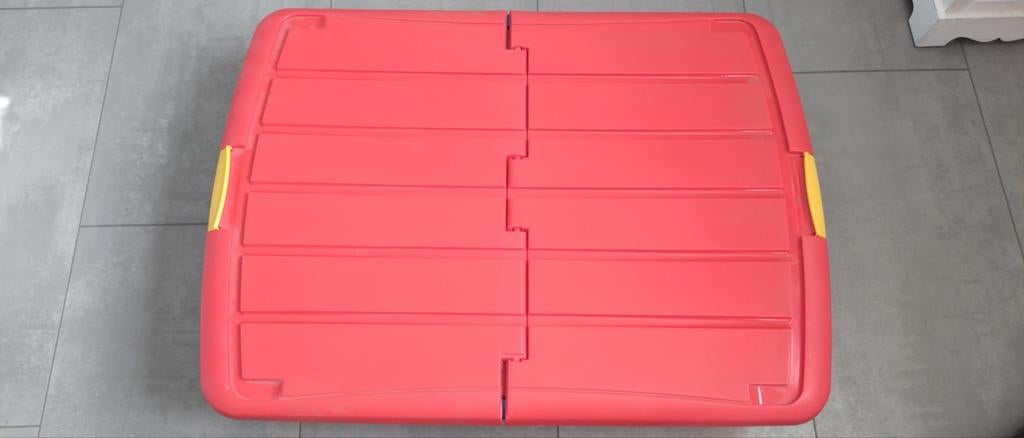 Opbergbox op wielen - 75x55x15 cm, Kunststof, Gebruikt, 50 tot 100 cm, Ophalen of Verzenden