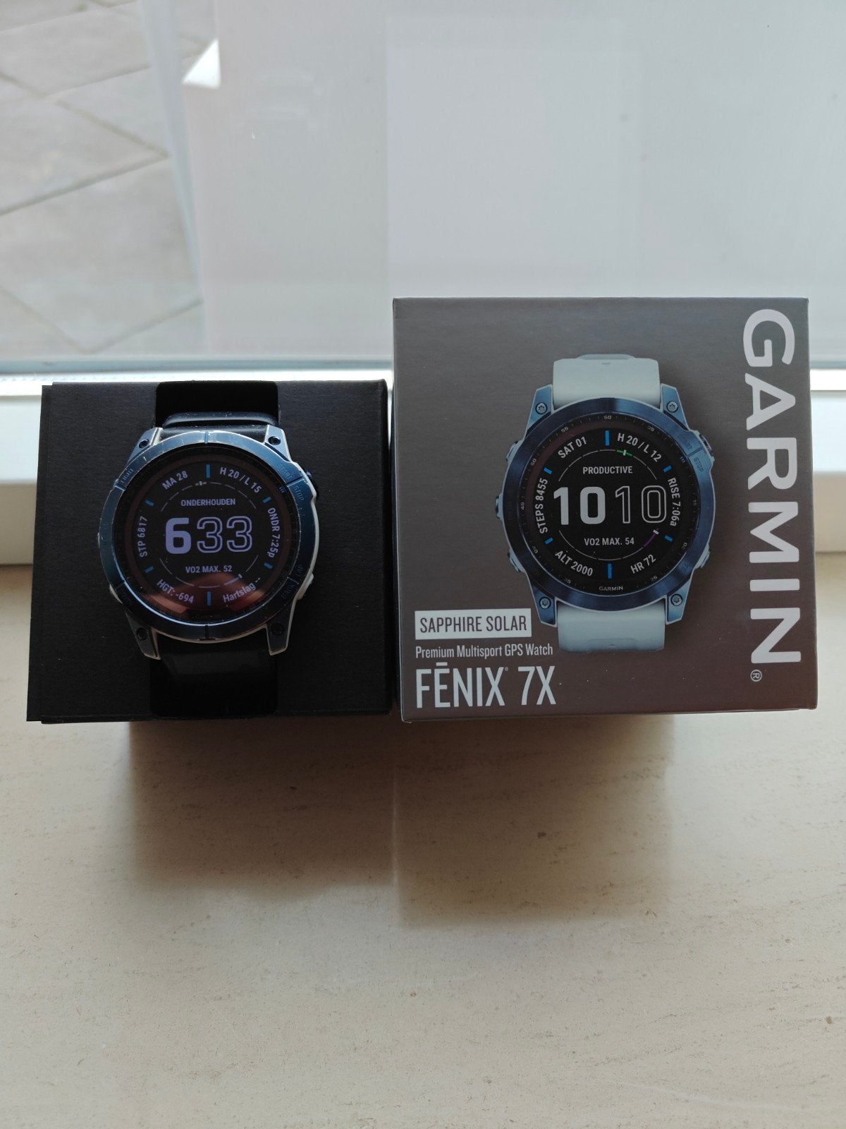 Garmin Fenix 7X Sapphire Solar Multisport GPS Horloge, Ophalen, Gebruikt, Blauw, Garmin