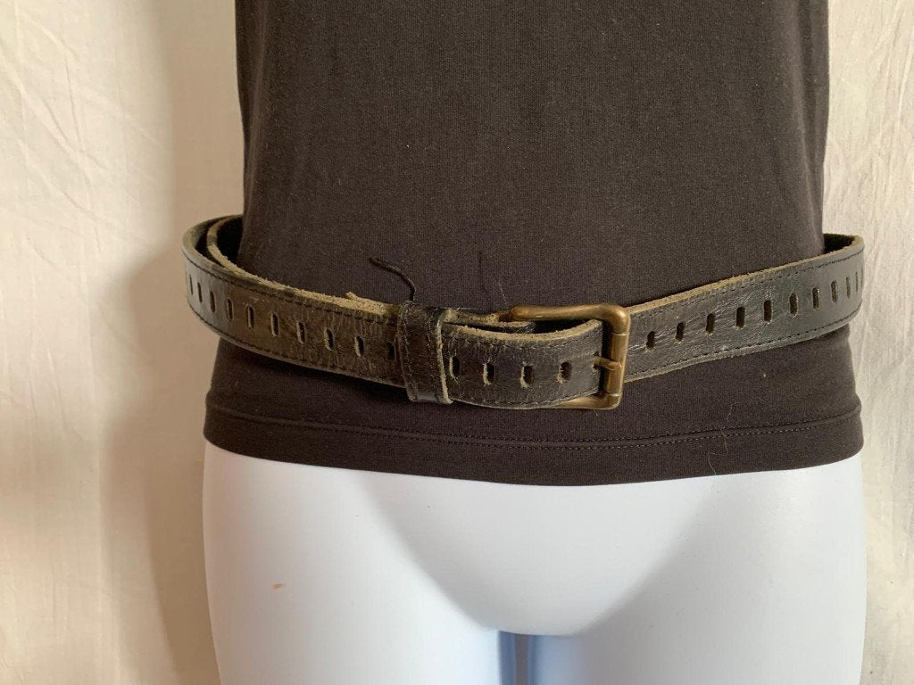 Stoere zwarte leren riem, ., Tailleriem, Ophalen of Verzenden, Zo goed als nieuw
