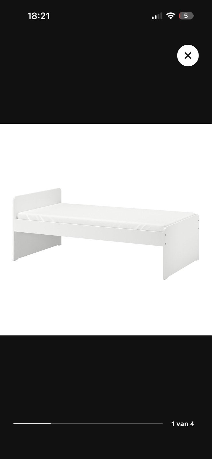 IKEA Släkt bed 90x200 met lattenbodem - Zo goed als nieuw, Huis en Inrichting, Ophalen, 90 cm, Eenpersoons, Wit