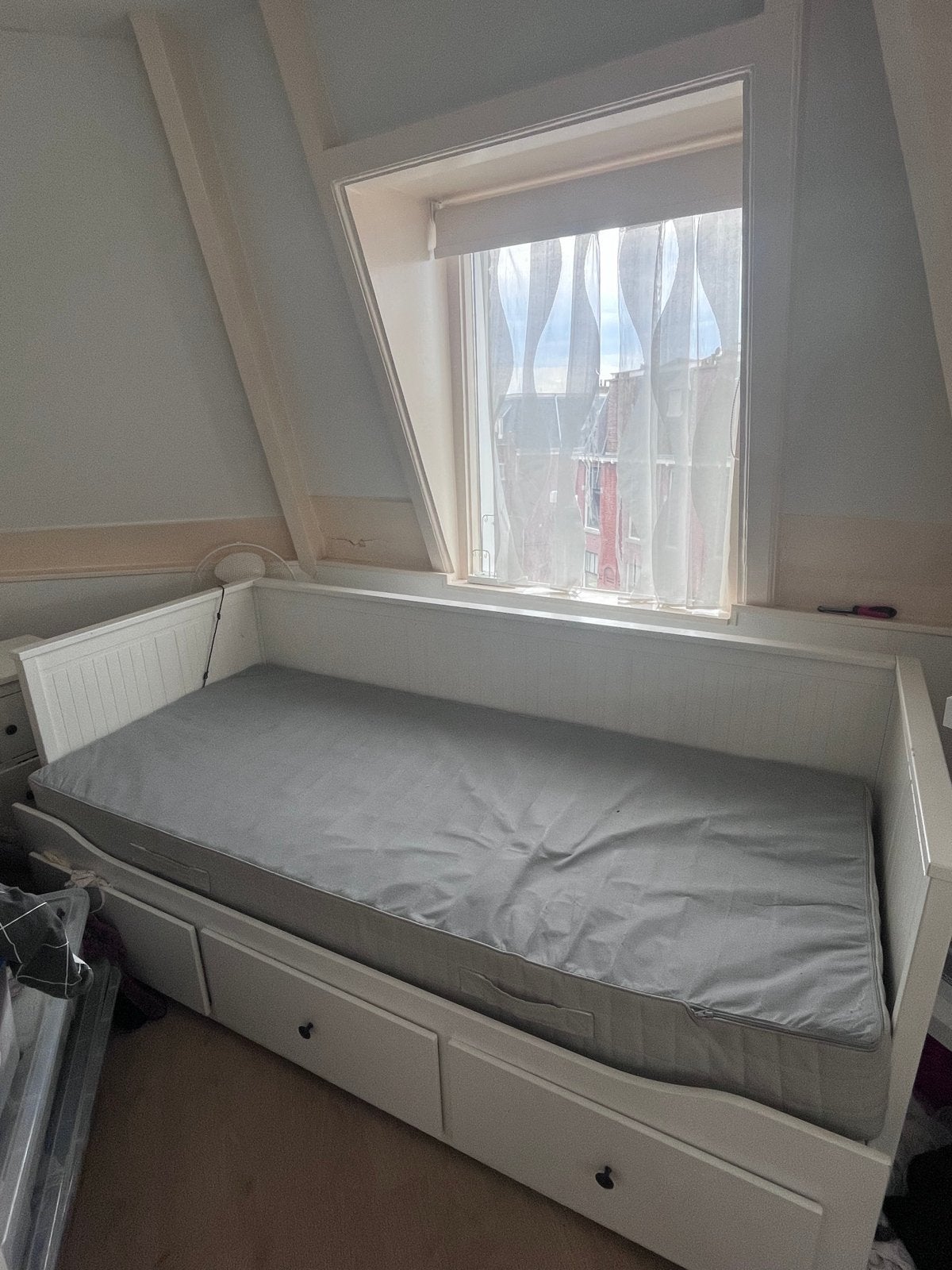 Hemnes bed ikea, Ophalen, 90 cm, Eenpersoons, Wit