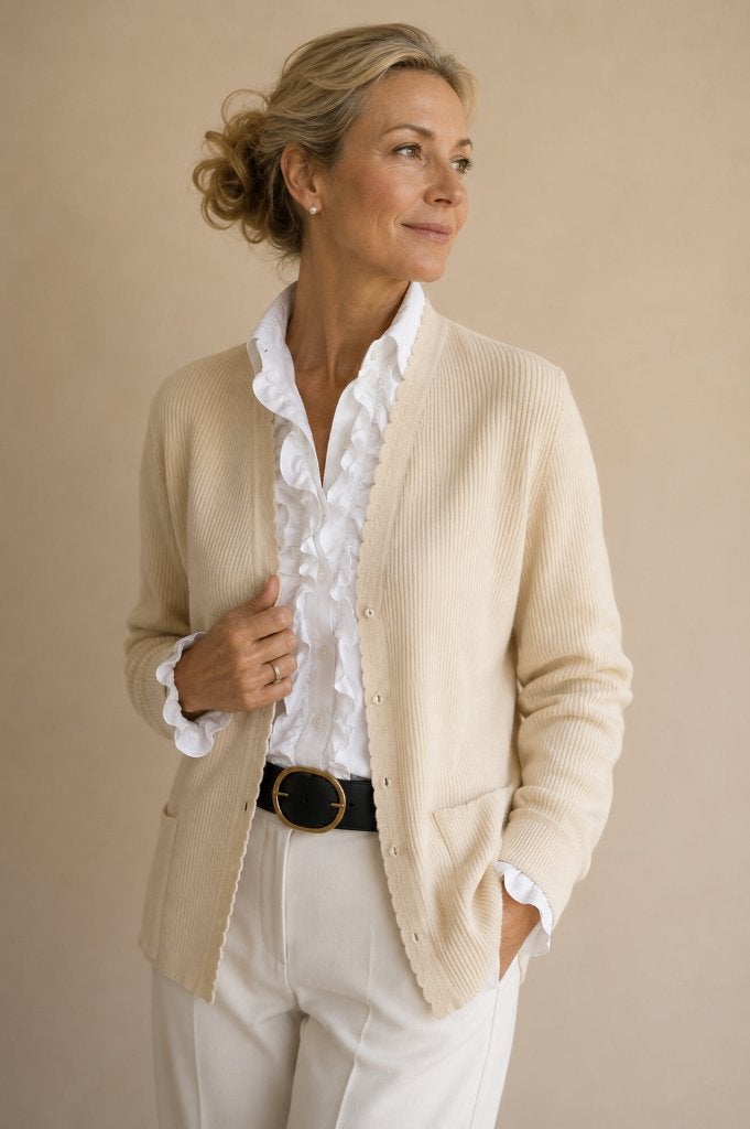 Wolford vest crème M | luxe wol vest dames | cardigan, Maat 38/40 (M), Verzenden, Beige, Zo goed als nieuw