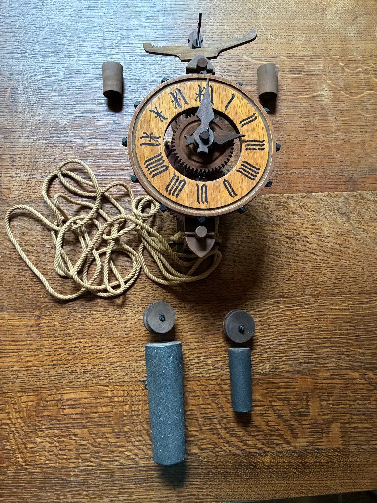 Vintage houten klok wandklok - Santer Zurich Swiss, Ophalen of Verzenden