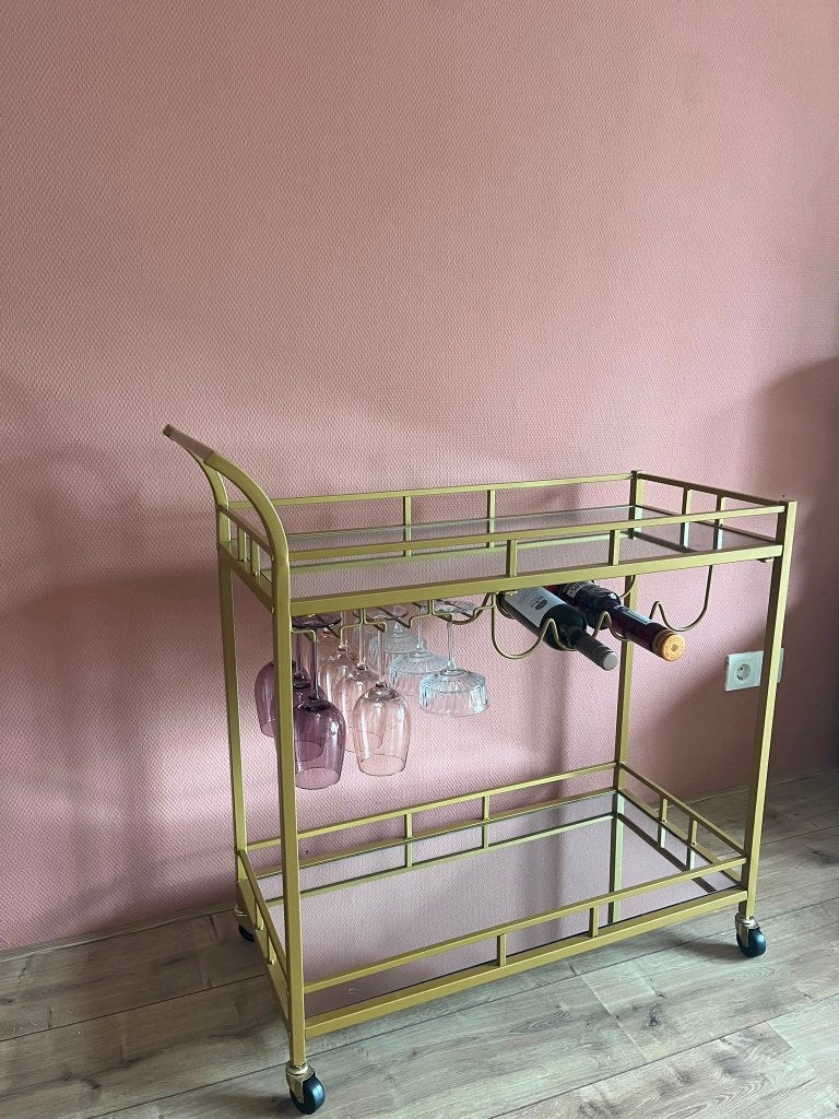 Serveerwagen/trolley goud, Huis en Inrichting, Ophalen, Zo goed als nieuw, Goud