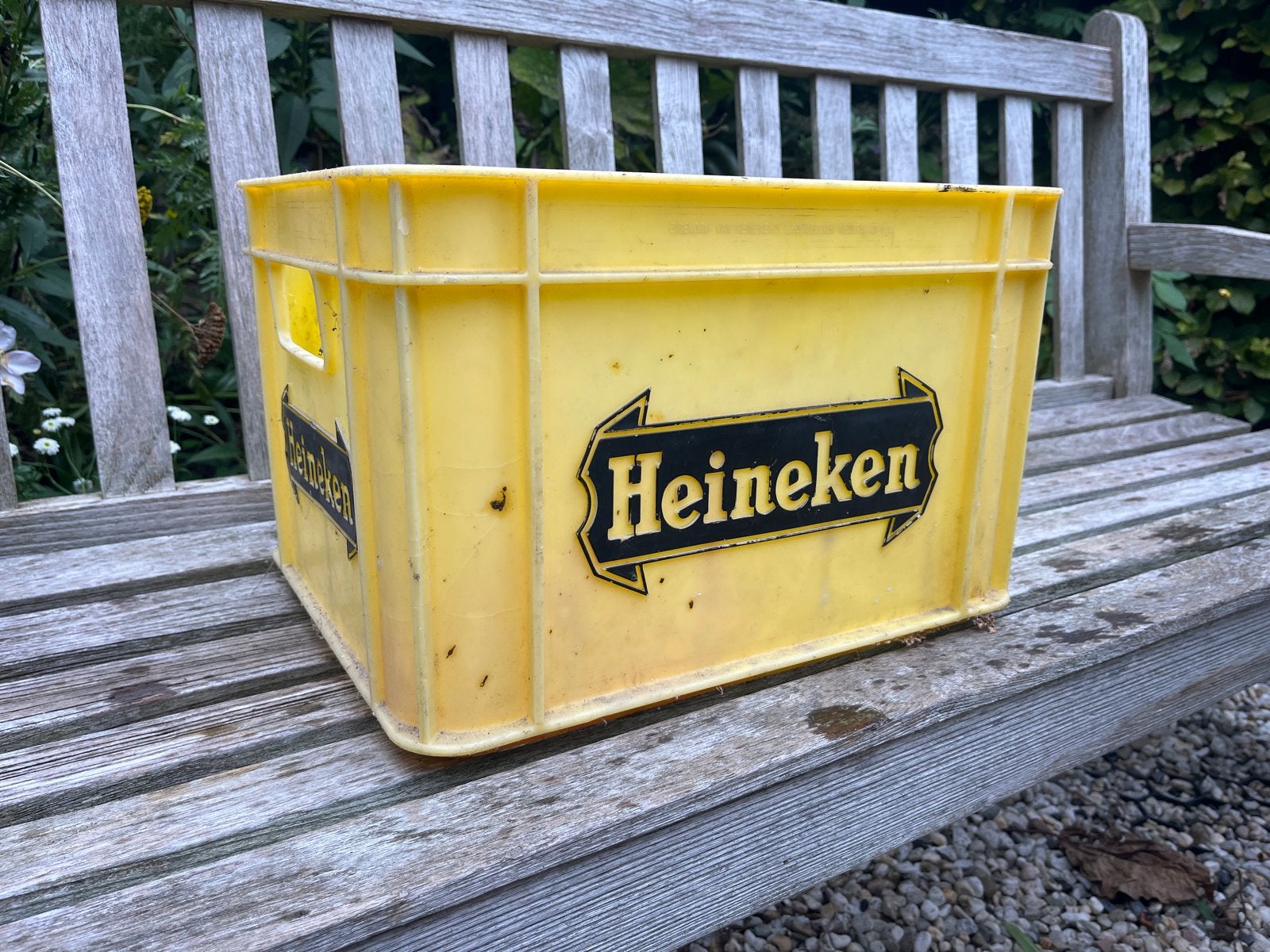 Retro Heineken Krat - Geel, Ophalen, Gebruikt, 40 tot 60 cm, 50 tot 75 cm