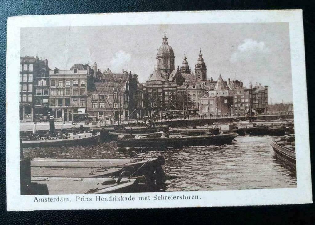AK Amsterdam - Prins Hendrikkade met Schreierstoren, Ophalen of Verzenden, 1920 tot 1940, Gelopen, Noord-Holland