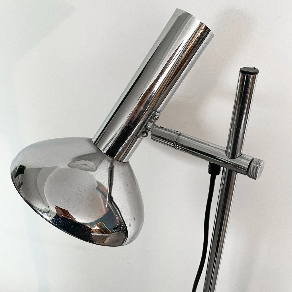 Vintage, midcentury staande lamp verchroomd, spot, Ophalen, Gebruikt, -, E27 (groot)