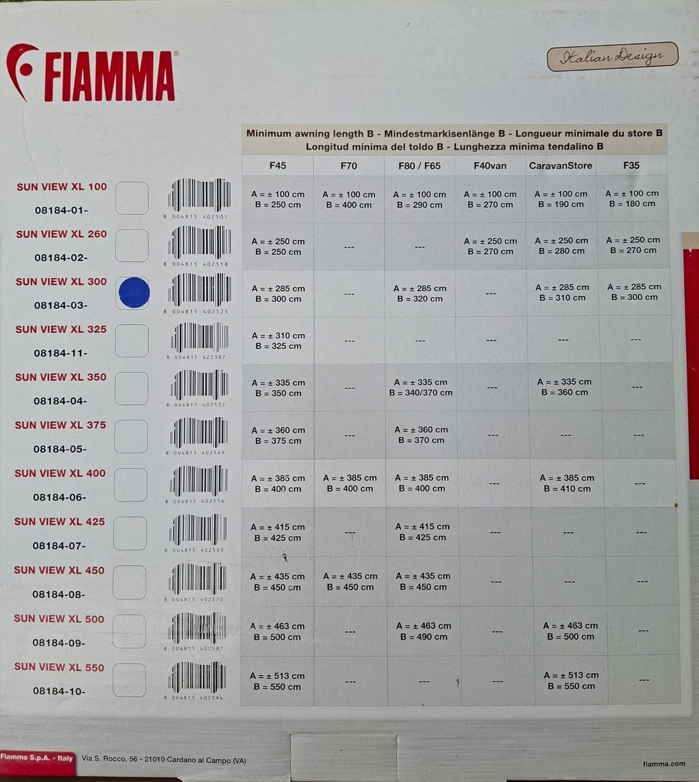Sunblocker Fiamma  Sunview XL 300, Caravans en Kamperen, Ophalen of Verzenden, Zo goed als nieuw
