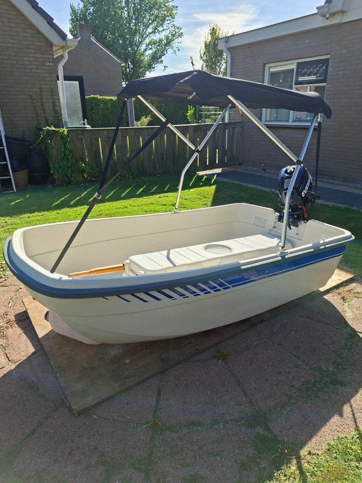 Terhi Baby Fun roeiboot met Evinrude 3.5pk motor, Ophalen, Kunststof, Gebruikt, Terhi
