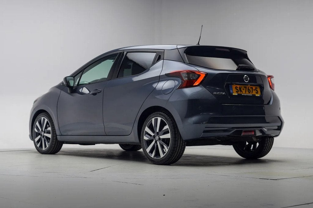 Nissan Micra 0.9 IG-T Tekna [ Navigatie Key-less Camera], Auto's, Nissan, 898 cc, Origineel Nederlands, Handgeschakeld, Zilver of Grijs