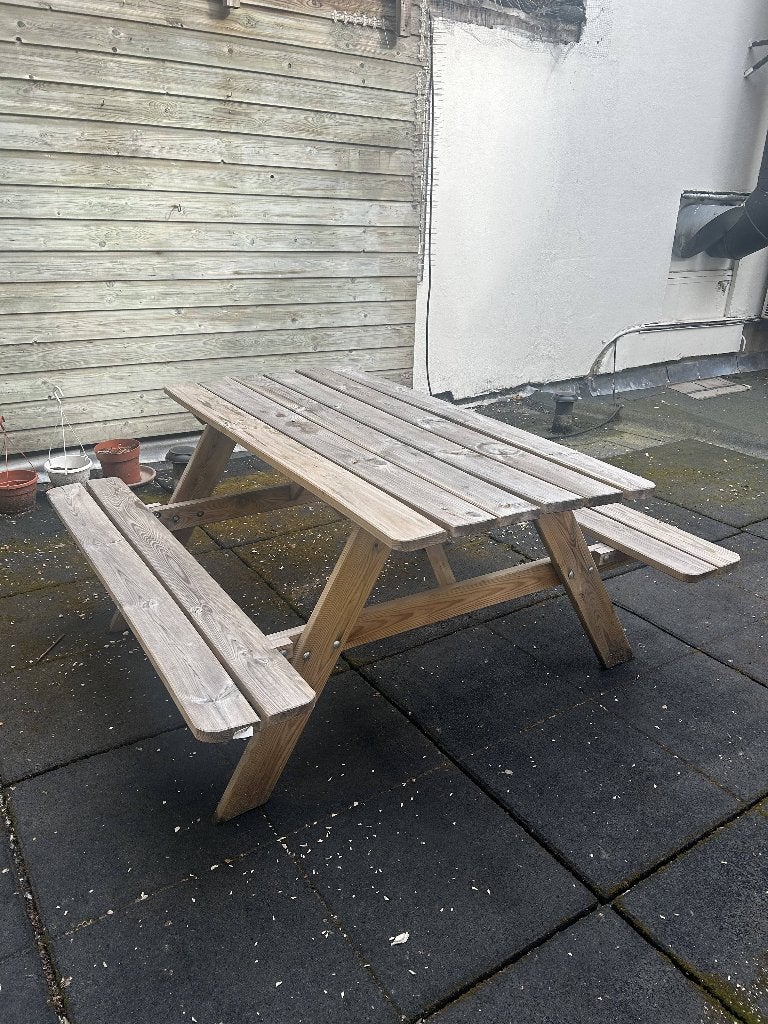 Outdoor Picnic Table 100% wood, Ophalen, Gebruikt, 6 zitplaatsen, Bank