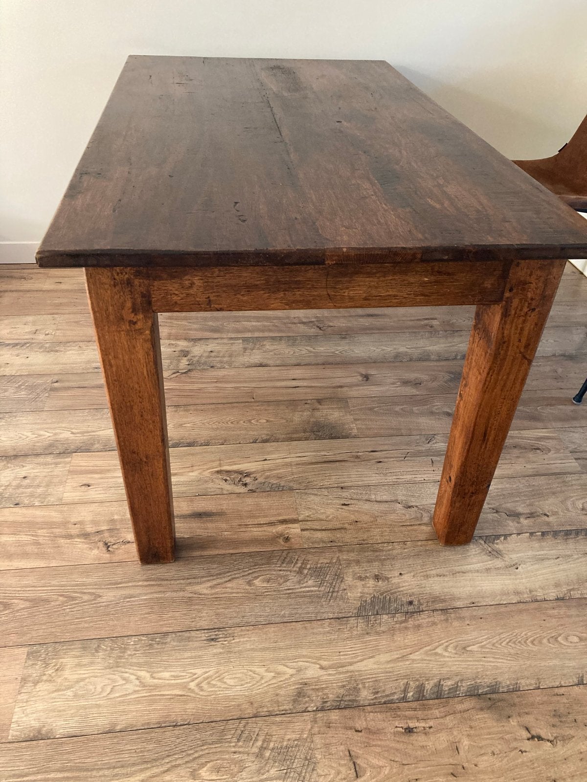 Massieve handgemaakte eettafel met 2 lades, Huis en Inrichting, Tafels | Eettafels, Ophalen, Gebruikt, 50 tot 100 cm, 150 tot 200 cm
